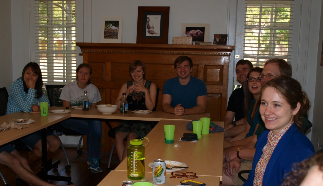 The group thinks he's joking